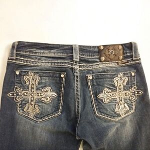Miss Me Dark Wash Embellished Embroidered Bootcut Denim Y2K Jeans JE5333B3R